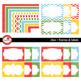Class Frames and Labels Digital Borders Clipart by Poppydreamz