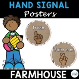 Classroom Hand Signal Posters Editable, Farmhouse Theme