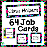 Class Helper Job Chart Black with Bright Dots Classroom Decor