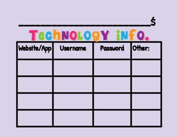 Preview of Class & Individual Student Technology Login Cards (Distance & In Class Learning)