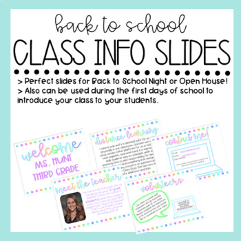 Preview of Class Information Slides • Back to School Night • Open House Presentation