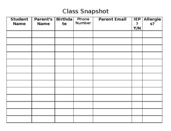 Preview of Class Information Snapshot