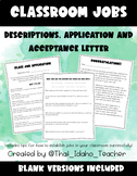 Class Job Applications, Descriptions and Acceptance Letter