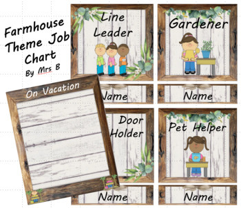 Preview of Class Job Chart - Farmhouse Theme