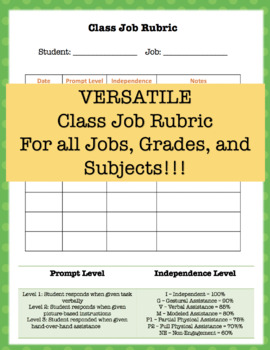 Preview of VERSATILE Class Job Rubric