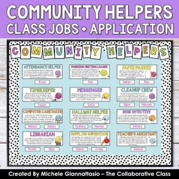 Preview of Class Jobs Community Helpers Bulletin Board + Job Application