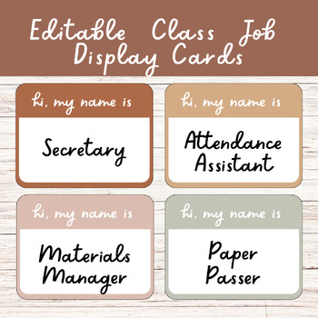 Preview of Class Jobs Display Editable Boho Neutrals