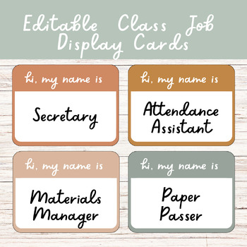 Preview of Class Jobs Display Editable Calm Colors