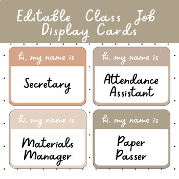 Preview of Class Jobs Display Editable Warm Neutrals