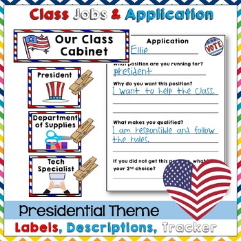 Preview of Class Jobs - Presidential Offces Leadership Theme - EDITABLE