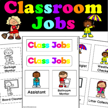 Preview of Class Jobs Visuals for 3K, Preschool, Pre-K, Kindergarten