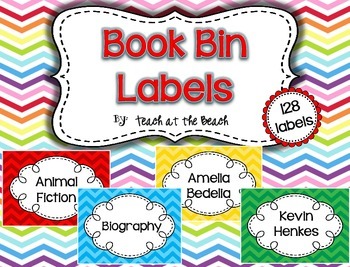 Preview of Class Book Bin Labels (164) *By Series, Author, Genre, Theme  * Editable! *
