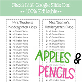 Class List - Editable Google Slide