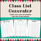 Class List Generator Fillable Class Roster Creator Gradebo