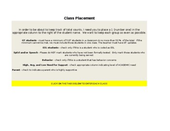 Preview of Class List Spreadsheet