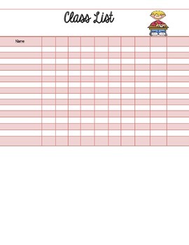 class list template by mrs parkers second grade tpt