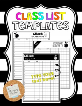Preview of Class List Template *EDITABLE