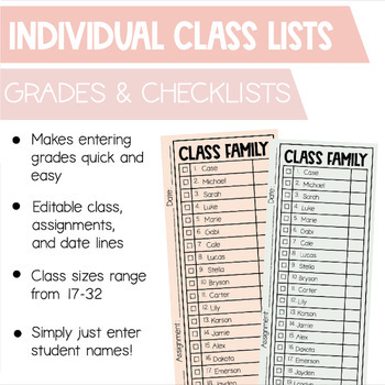 Preview of Class Lists | Checklists & Grading