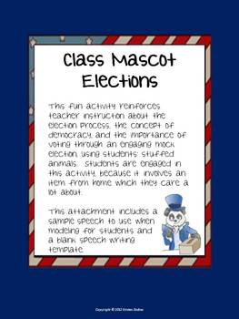 Class Mascot Election Activity- Speech Writing by Kristen's Teaching Tools