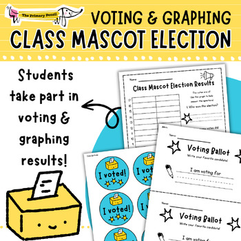 Preview of Class Mascot Voting Math Activity | K-2 Election Lesson With Bar Graphing & MORE