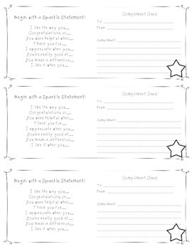 Preview of Class Meeting Compliment Cards FREEBIE!