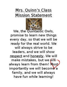 Preview of Class Mission Statement