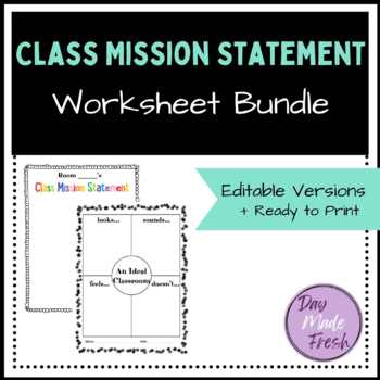 Preview of Class Mission Statement Worksheets