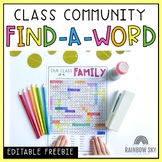 Class Name Find a Word - Back to school Icebreaker