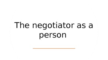 Preview of Class: Negotiation and personalities