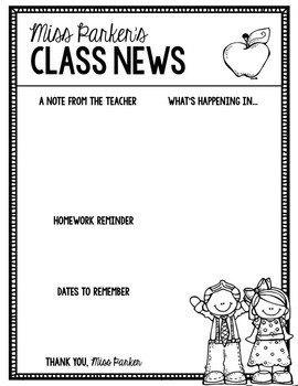 Free Classroom Newsletter Digital Printable For Back To School Tpt