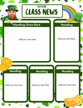 Preview of Class Newsletter - St. Patrick's Day Themed