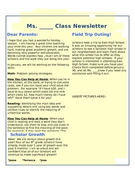 Preview of Class Newsletter Template
