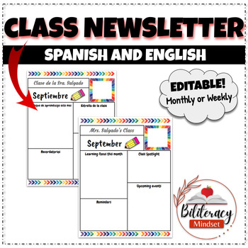 Preview of Class Newsletter in English and Spanish ( Bilingual / Dual )