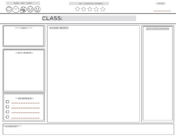 Preview of Class Note taking template