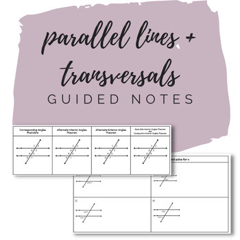 Preview of Lesson w/ Guided Notes Parallel Lines and Transversals