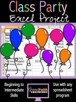 Preview of Class Party Excel Project
