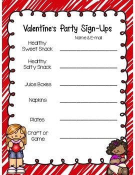 Class Party Sign Up Sheets (Perfect for Open House ) by Brittany Banister