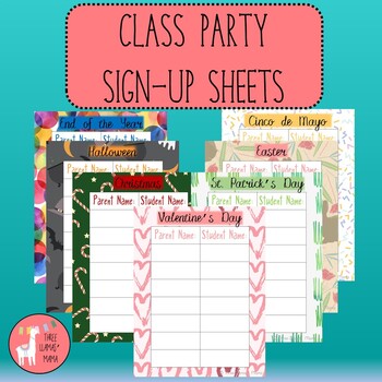 Preview of Class Party Treat Sign-up Sheets for Parents! Perfect for Open house night!