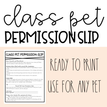 Preview of Class Pet Permission Slip