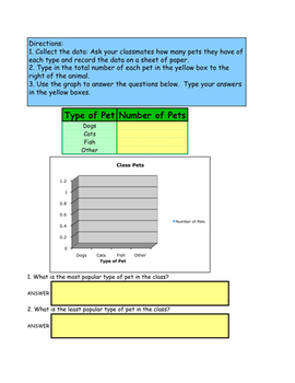Preview of Class Pets: Collecting Data and Reading Graphs in Excel for Primary Grades