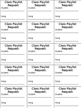 Preview of Class Playlist Request Form