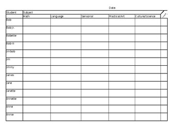 Preview of Class Record Keeping Sheet - Fully Editable, Optimized for CASA level Montessori
