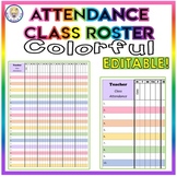 Colorful Class Roster Attendance Sheet Chart - EDITABLE!