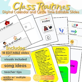 Preview of Class Routines: Digital Calendar and Circle Time EDITABLE Slides