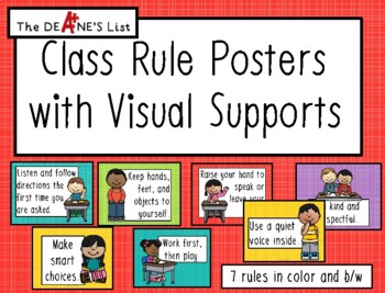 Preview of Class Rule Posters with Visual Supports