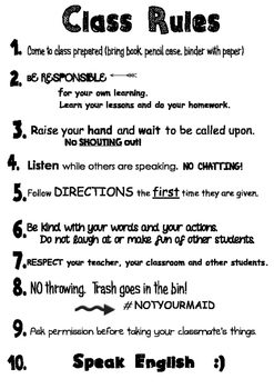 Class Rules by Ashley Lucet | TPT