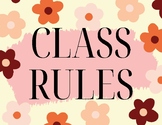 Class Rules Cute Flower Taupe Brown Pink Gold Rule Sheets 