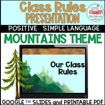 Preview of Class Rules-Digital Resource-Printable-Mountains Theme-Nature Theme