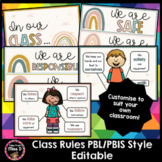 Class Rules - PBIS/PBL style - Dreamy Boho Rainbow