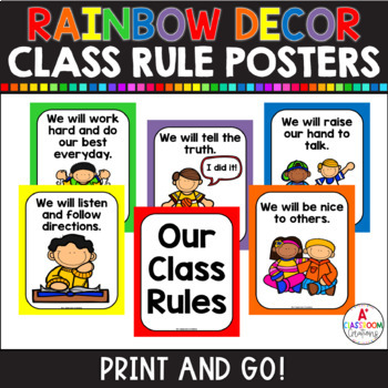 Rainbow Decor Classroom Rules and Expectations for Back to School